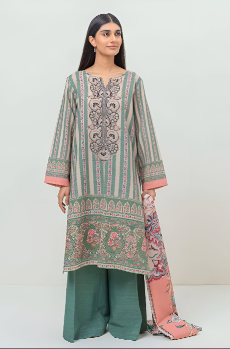 Beechtree Khaddar Printed 3-Piece – Design 02 (Unstitched)