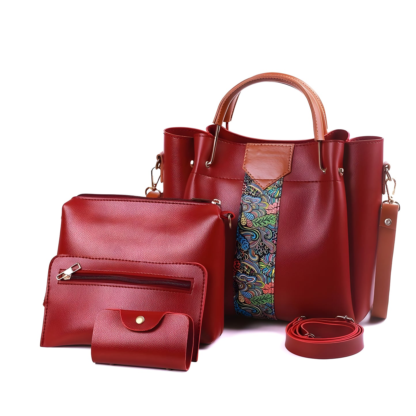 Maroon 3-Piece Designer Handbag Set | The AK Collection