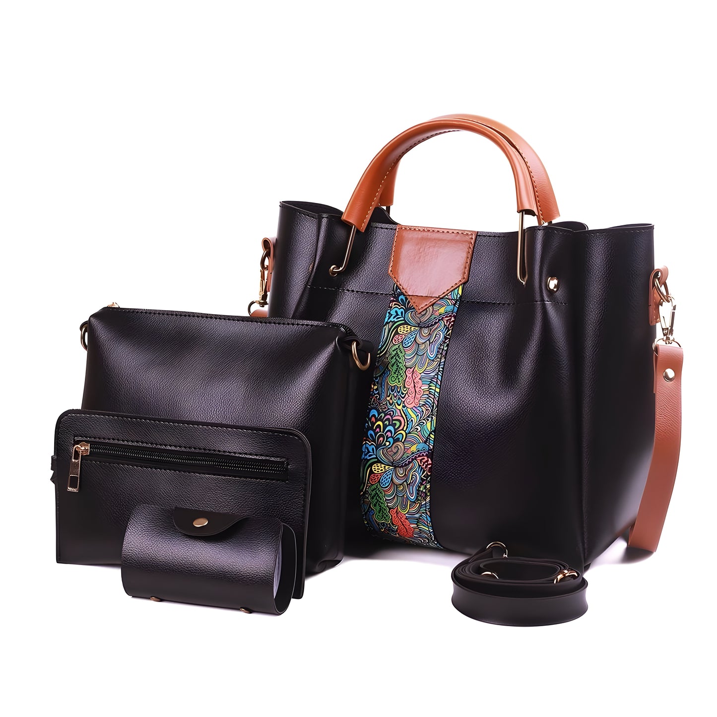 Black 3-Piece Designer Handbag Set | The AK Collection