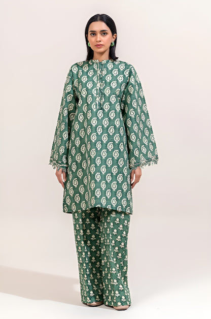2 PIECE PRINTED KHADDAR SUIT-ETHNIC GREEN (UNSTITCHED)