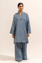2 PIECE PRINTED KHADDAR SUIT-GRAPHITE GRID (UNSTITCHED)