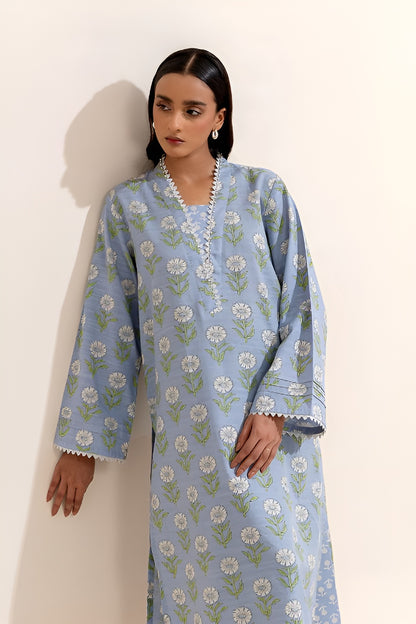 2 PIECE PRINTED KHADDAR SUIT-STONE ASH (UNSTITCHED)