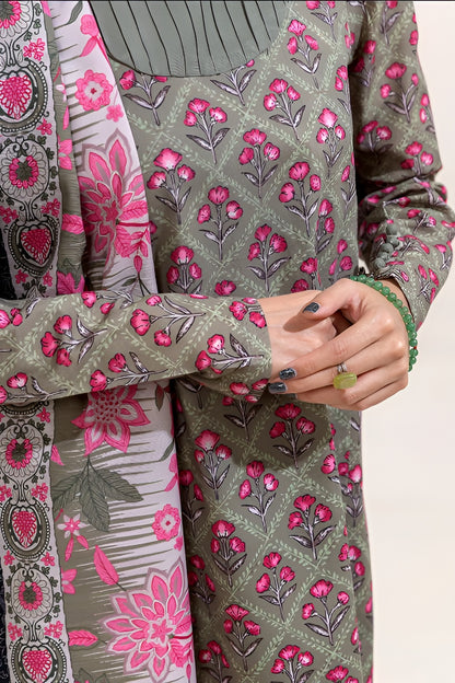 3 PIECE PRINTED KHADDAR SUIT-SAGE BLOOM (UNSTITCHED)