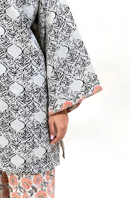 2 PIECE PRINTED KHADDAR SUIT-IVORY MAZE (UNSTITCHED)