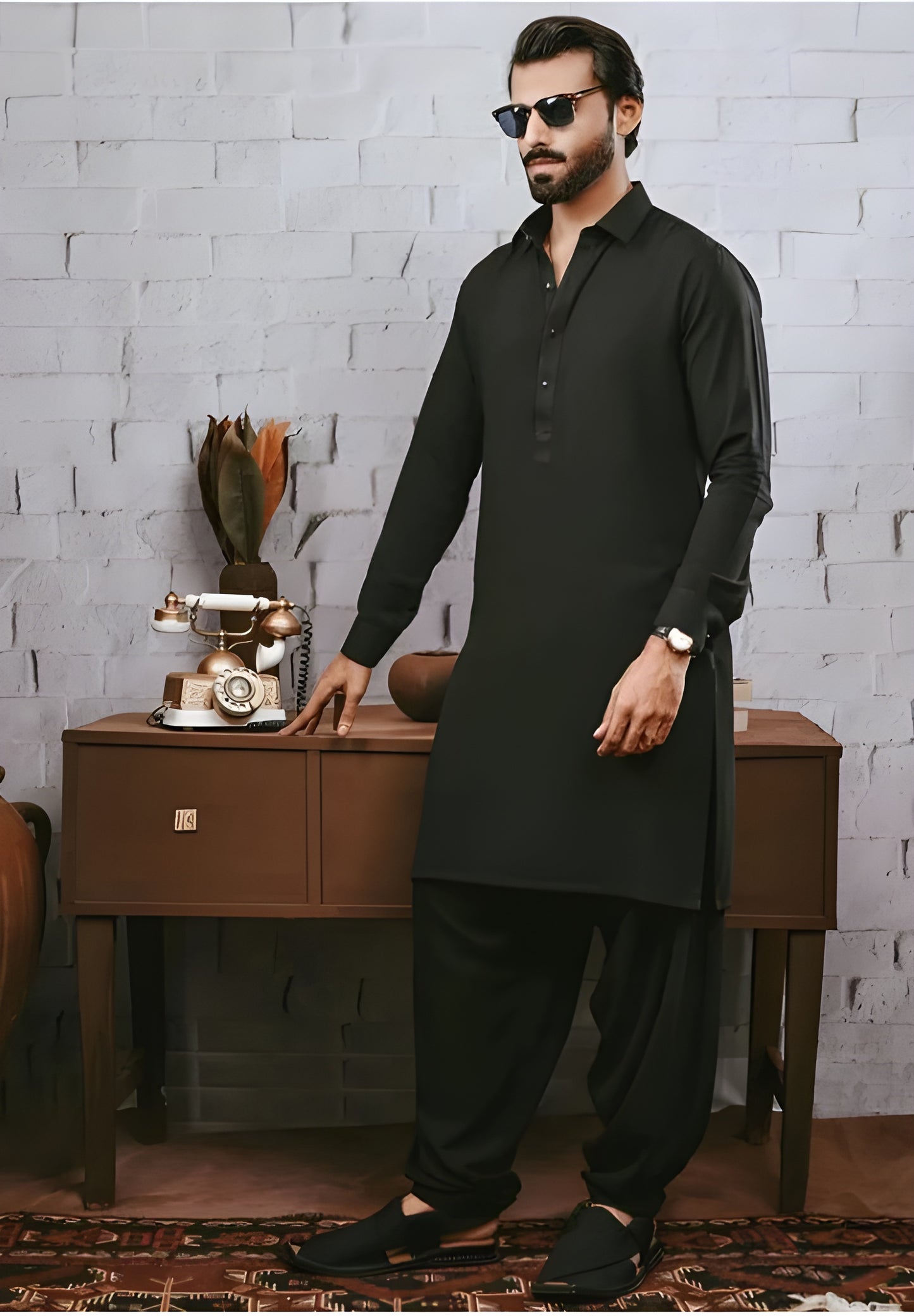 Elegant Black Wash & Wear – Premium Unstitched Suit for Men | The AK Collection