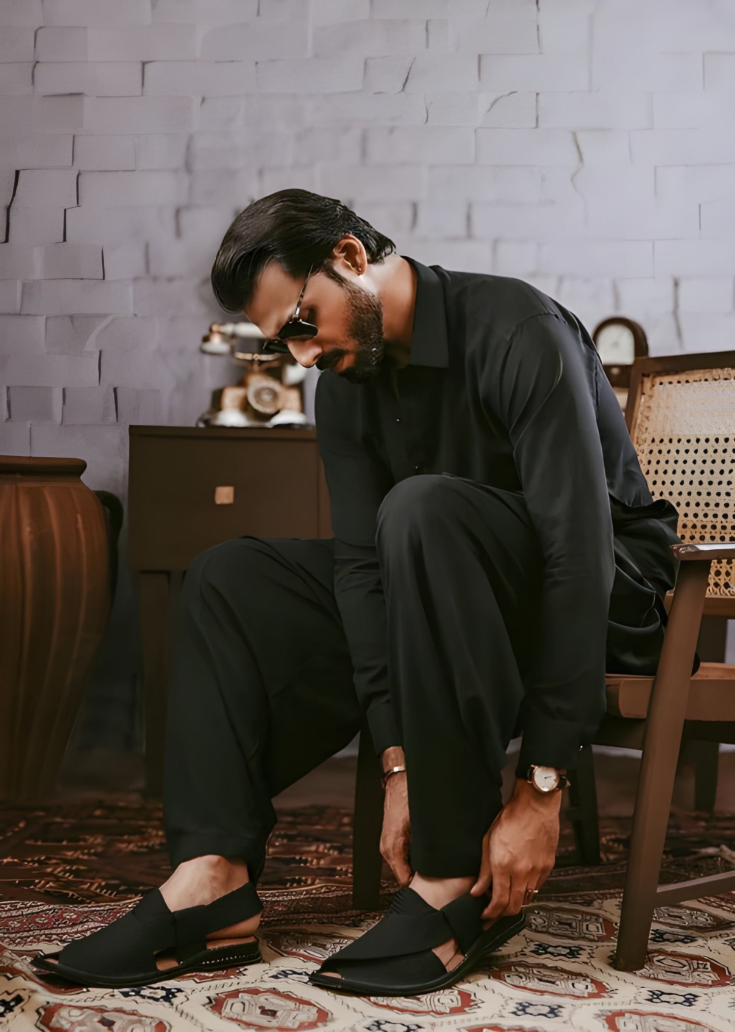 Elegant Black Wash & Wear – Premium Unstitched Suit for Men | The AK Collection