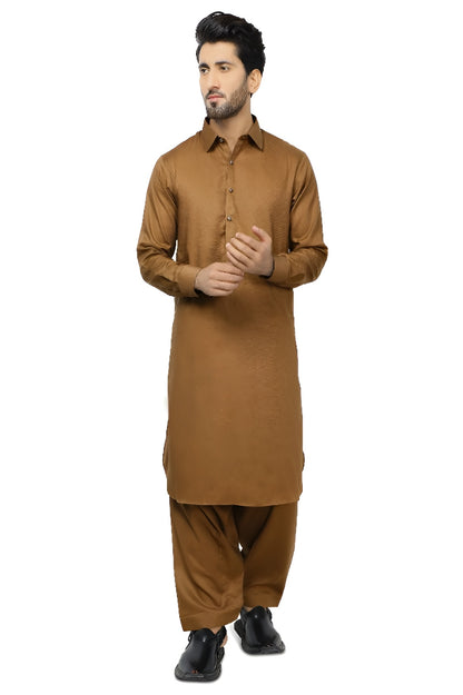 Gold Brown Wash & Wear – Premium Unstitched Suit for Men | The AK Collection