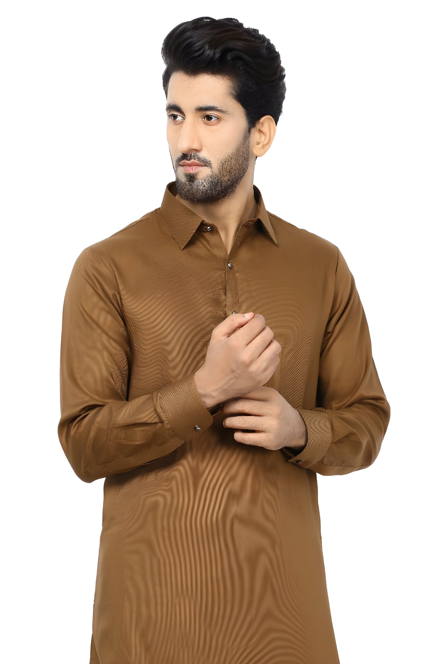 Gold Brown Wash & Wear – Premium Unstitched Suit for Men | The AK Collection