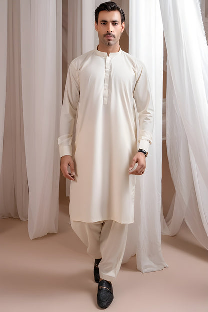Off White Wash & Wear – Premium Unstitched Suit for Men | The AK Collection