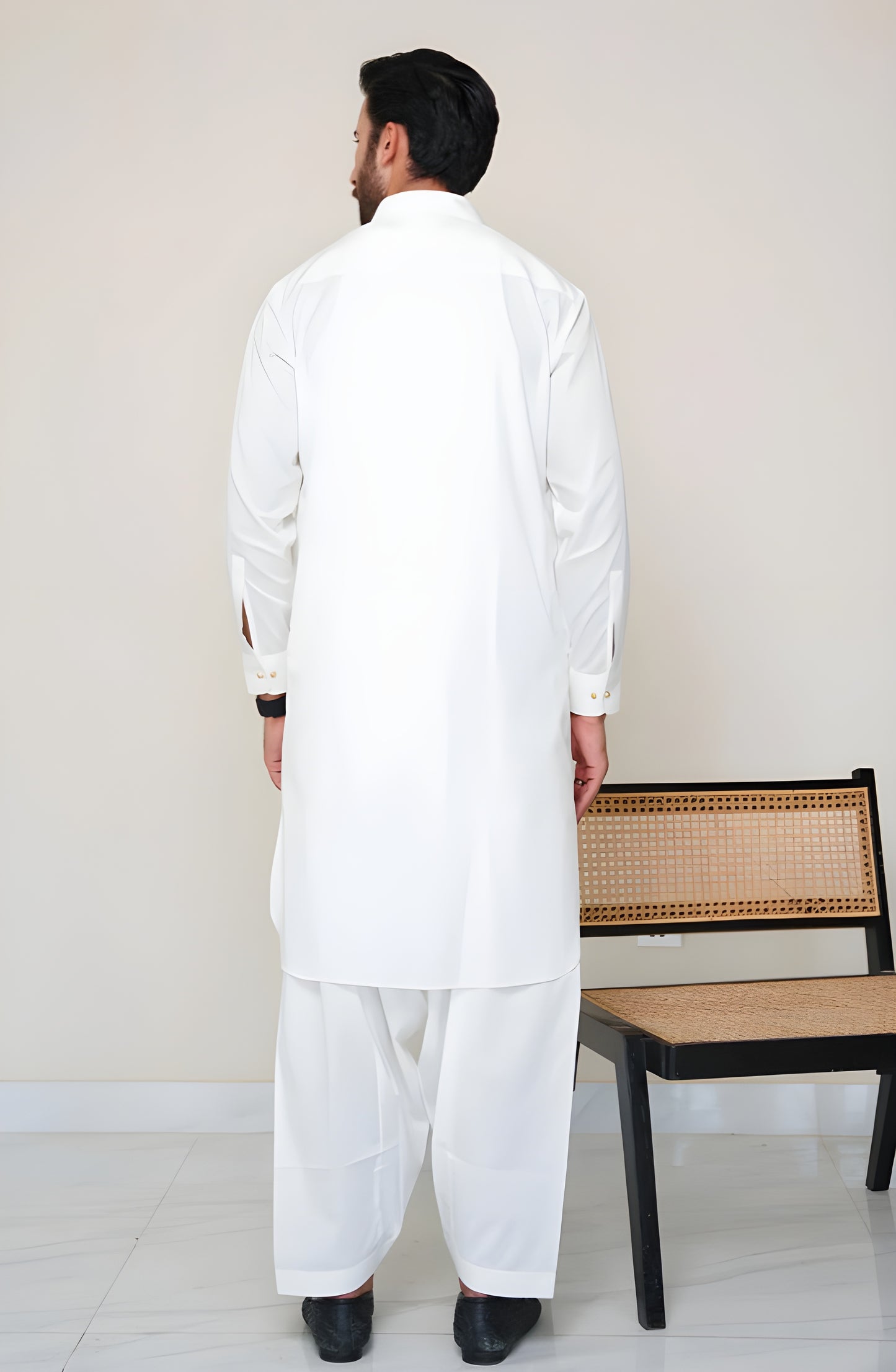 White Cotton Unstitched Suit | The AK Collection