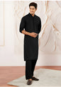 Black Cotton Unstitched Suit | The AK Collection