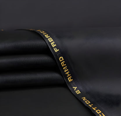 Black Cotton Unstitched Suit | The AK Collection