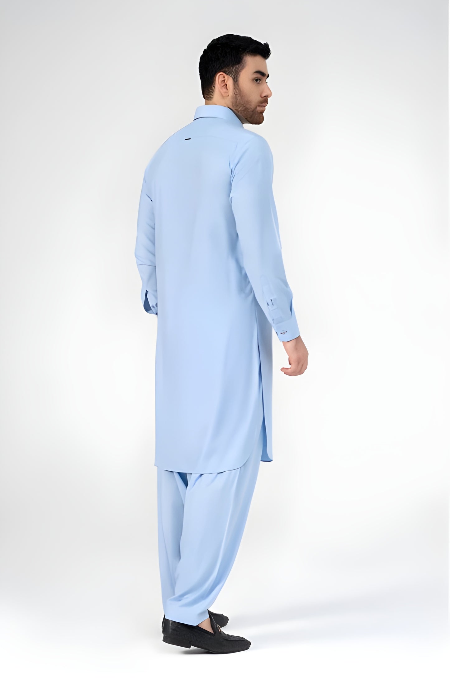 Sky Blue Cotton Unstitched Suit | The AK Collection