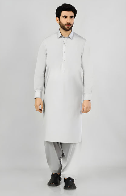 Grey Cotton Unstitched Suit | The AK Collection