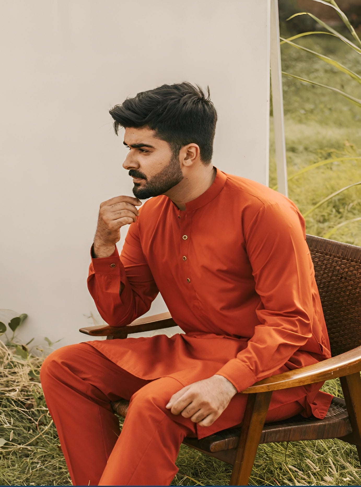 Burnt Orange Wash & Wear Unstitched Suit | The AK Collection