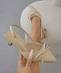 Adour Classic Bow Slingback Heels for Women – Beige | Elegant Pointed Toe, 2.75” Heel, Premium Eraksin Leather | The AK Collection