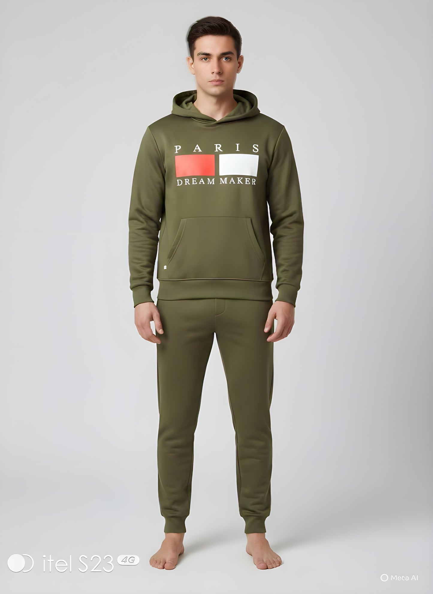 Olive Green Paris Dream Maker Tracksuit (Hoodie & Jogger Set)| The AK Collection
