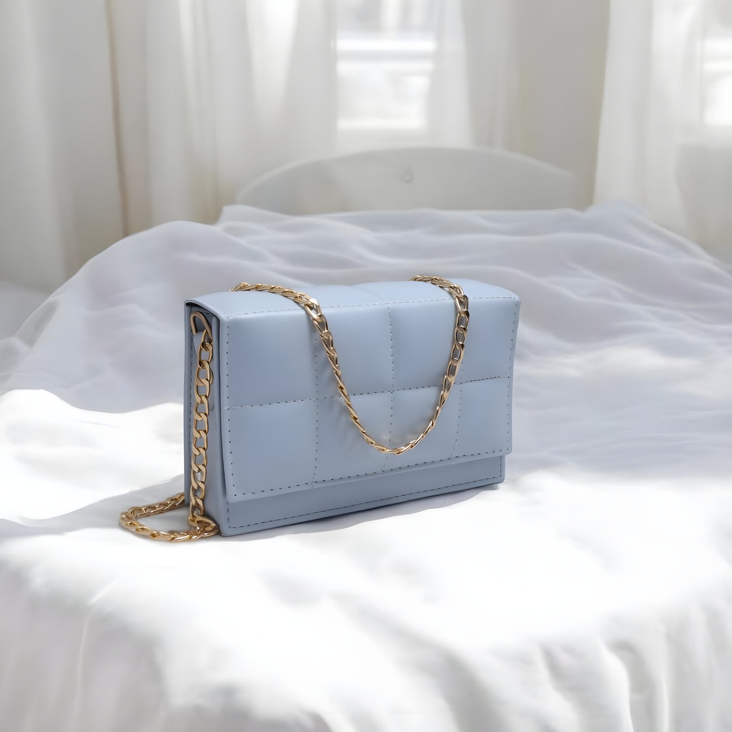 Light Blue Chain Shoulder Bag | The AK Collection