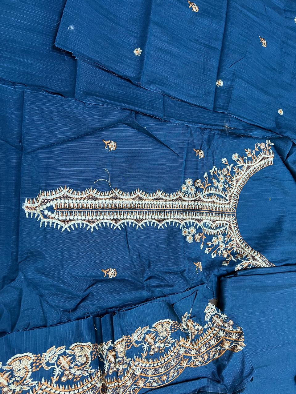 2 PIECE EMBROIDERED KHADDAR SUIT-BLUE BLOOM (UNSTITCHED)